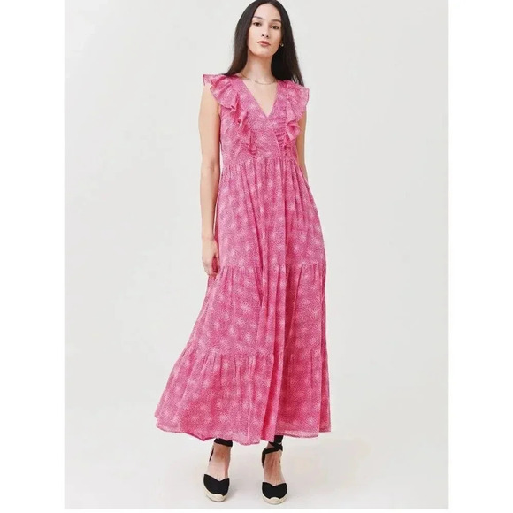 Banjanan Orion Maxi Dress Petal Power Fuchsia Floral Cotton Voile Bohemi… - Picture 16 of 16